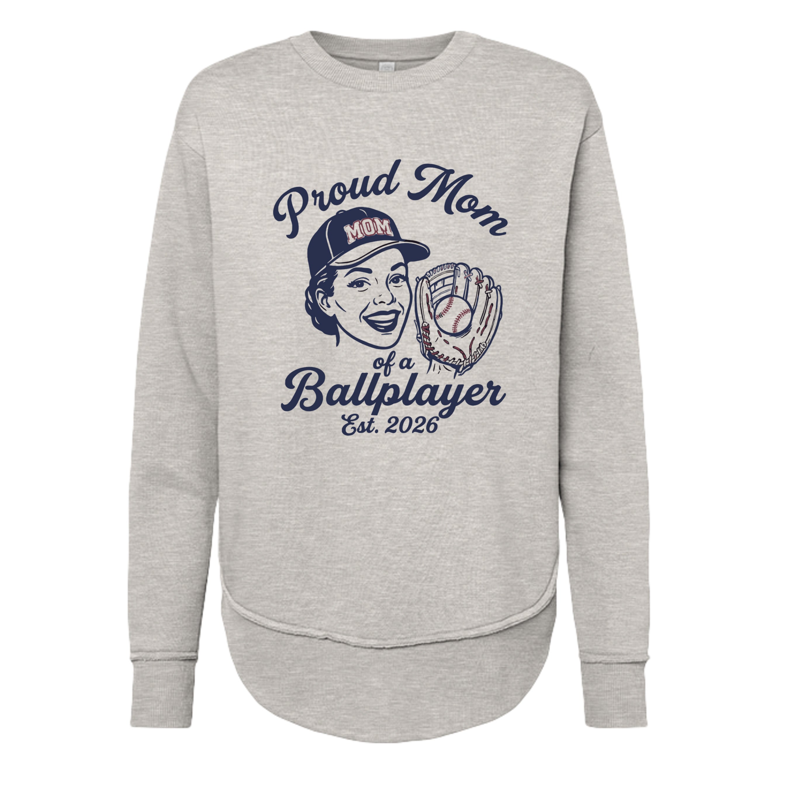 Collection of NATURAL HEATHER Baseball Mom sweatshirt in a gallery layout