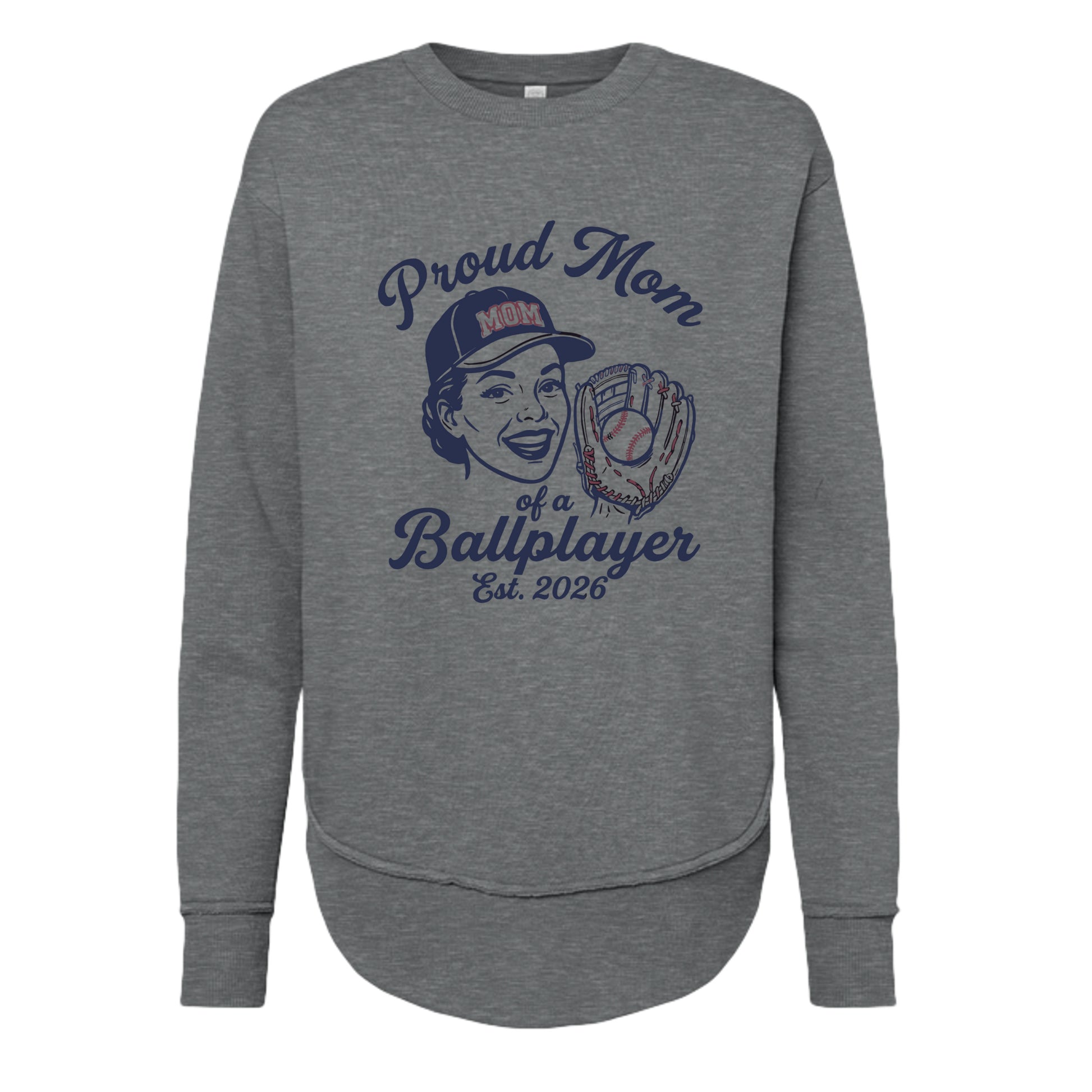 GRANITE HEATHER  baseball mom sweatshirt