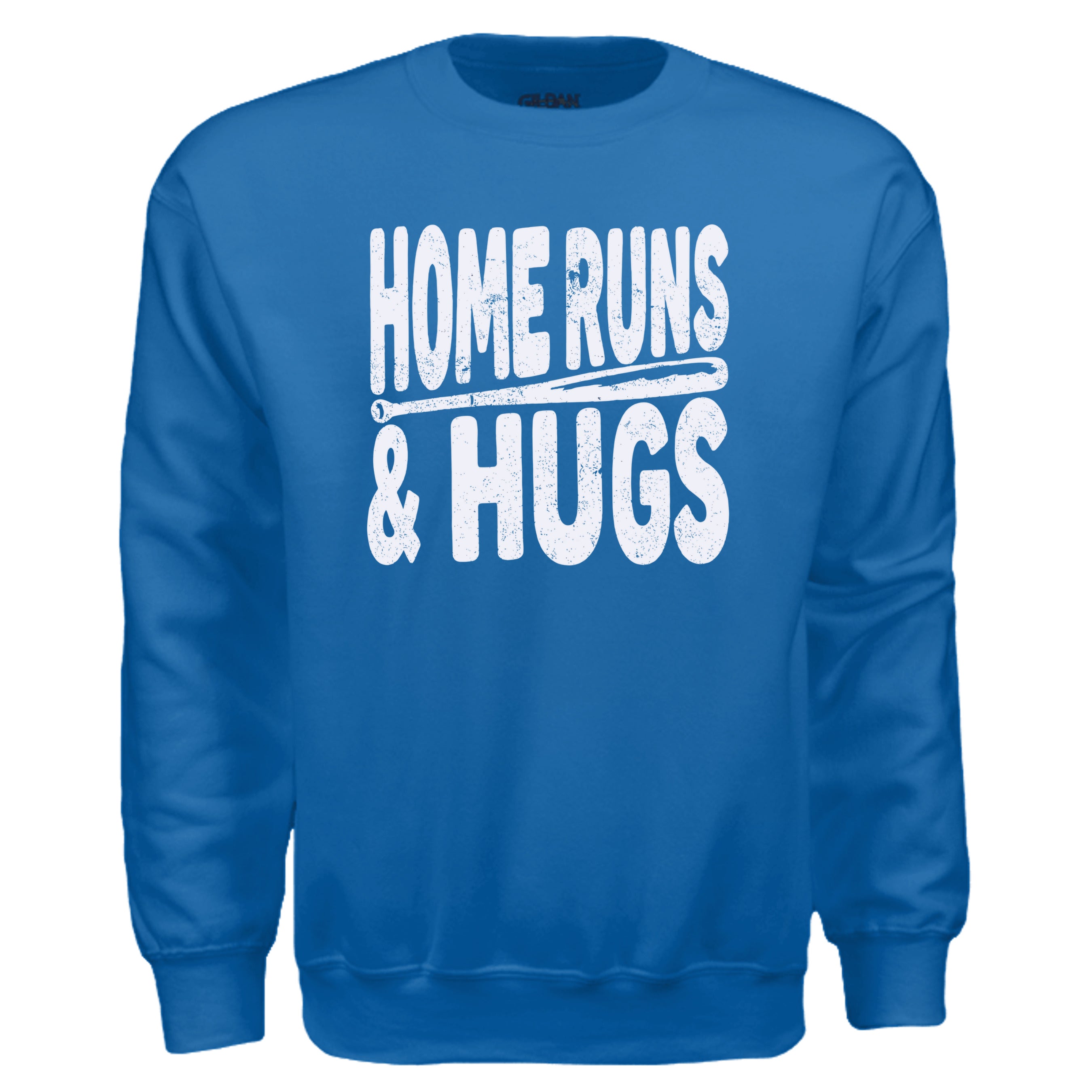 Collection of ROYAL  home runs and hugs baseball mom sweatshirt  in a gallery layout