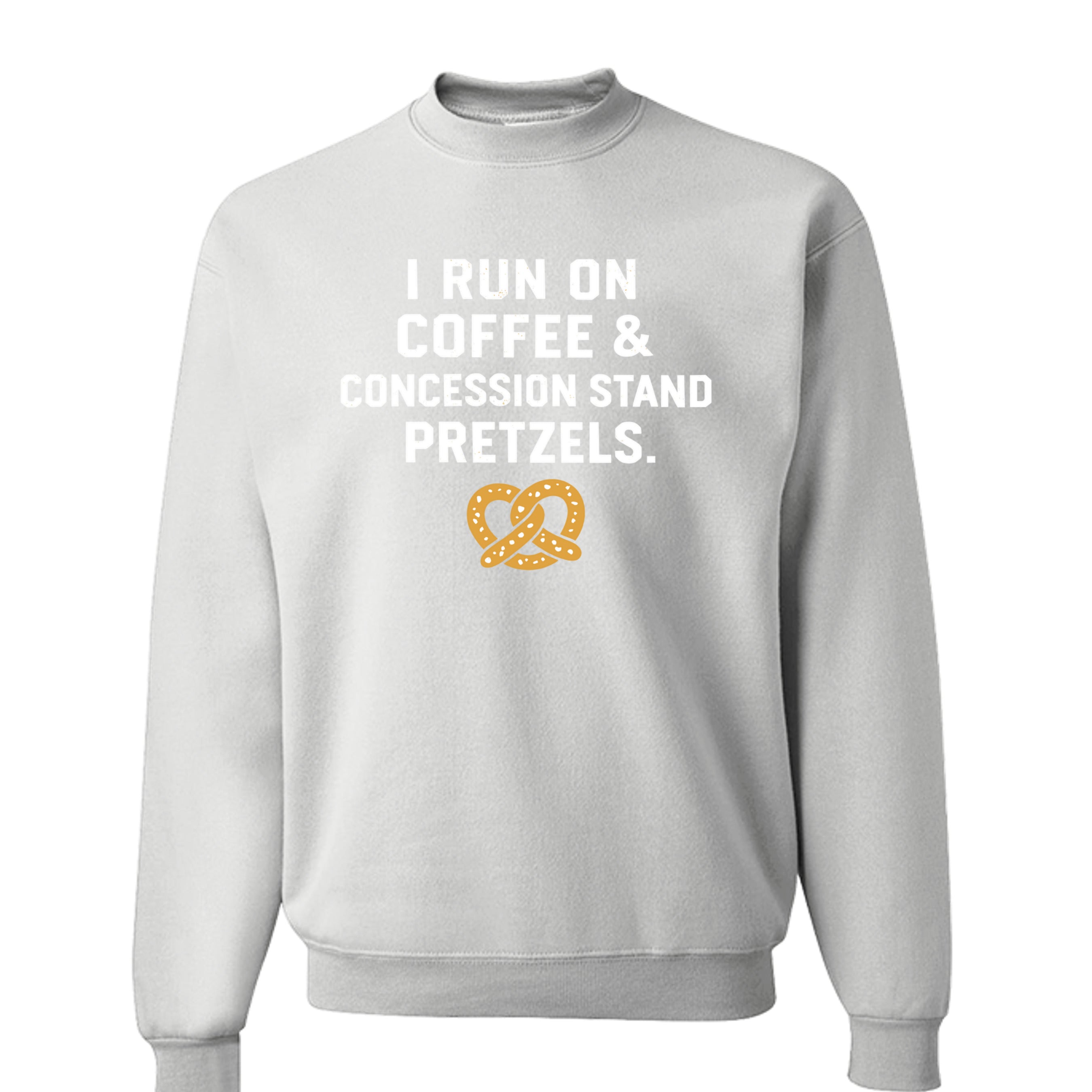 Collection of White - Coffee and concession stand pretzels crewneck in a gallery layout