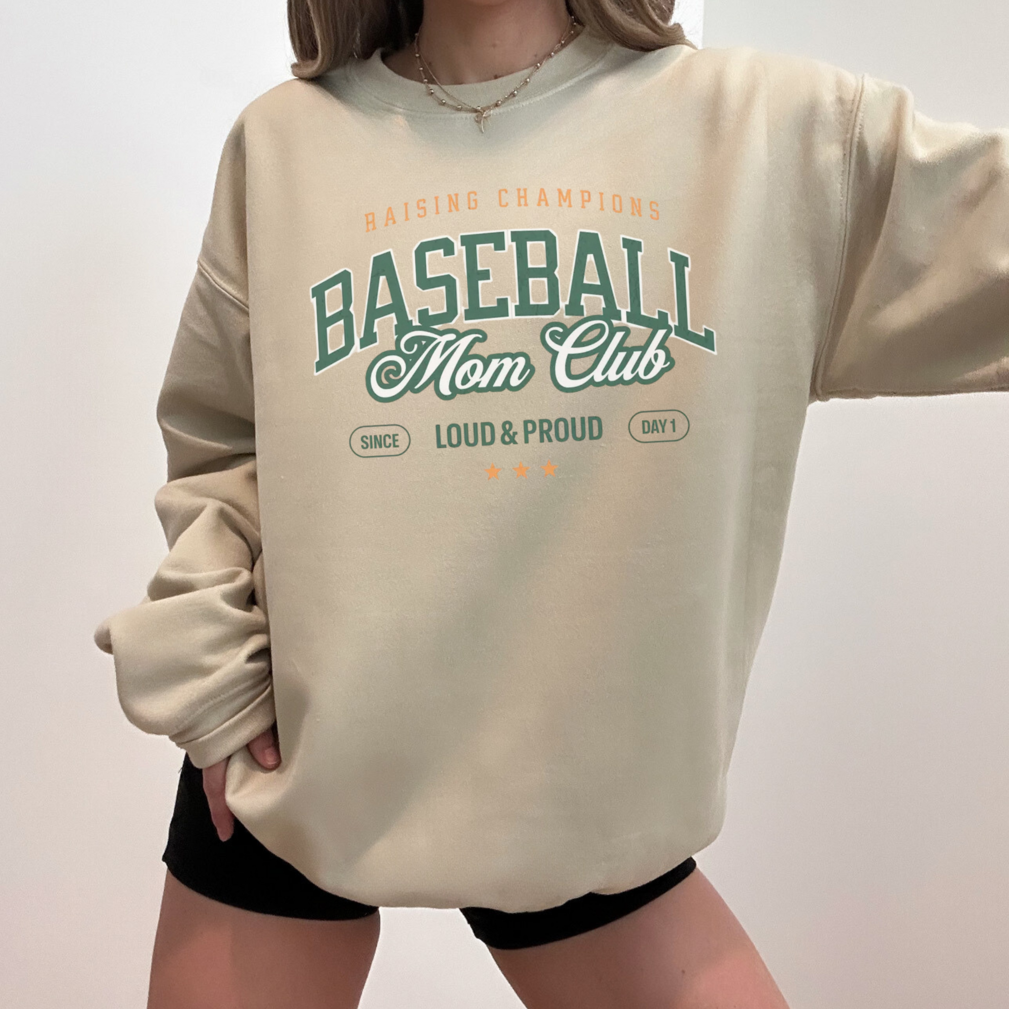 Collection of Baseball Mom Club Crewneck Sweatshirt beige in a gallery layout