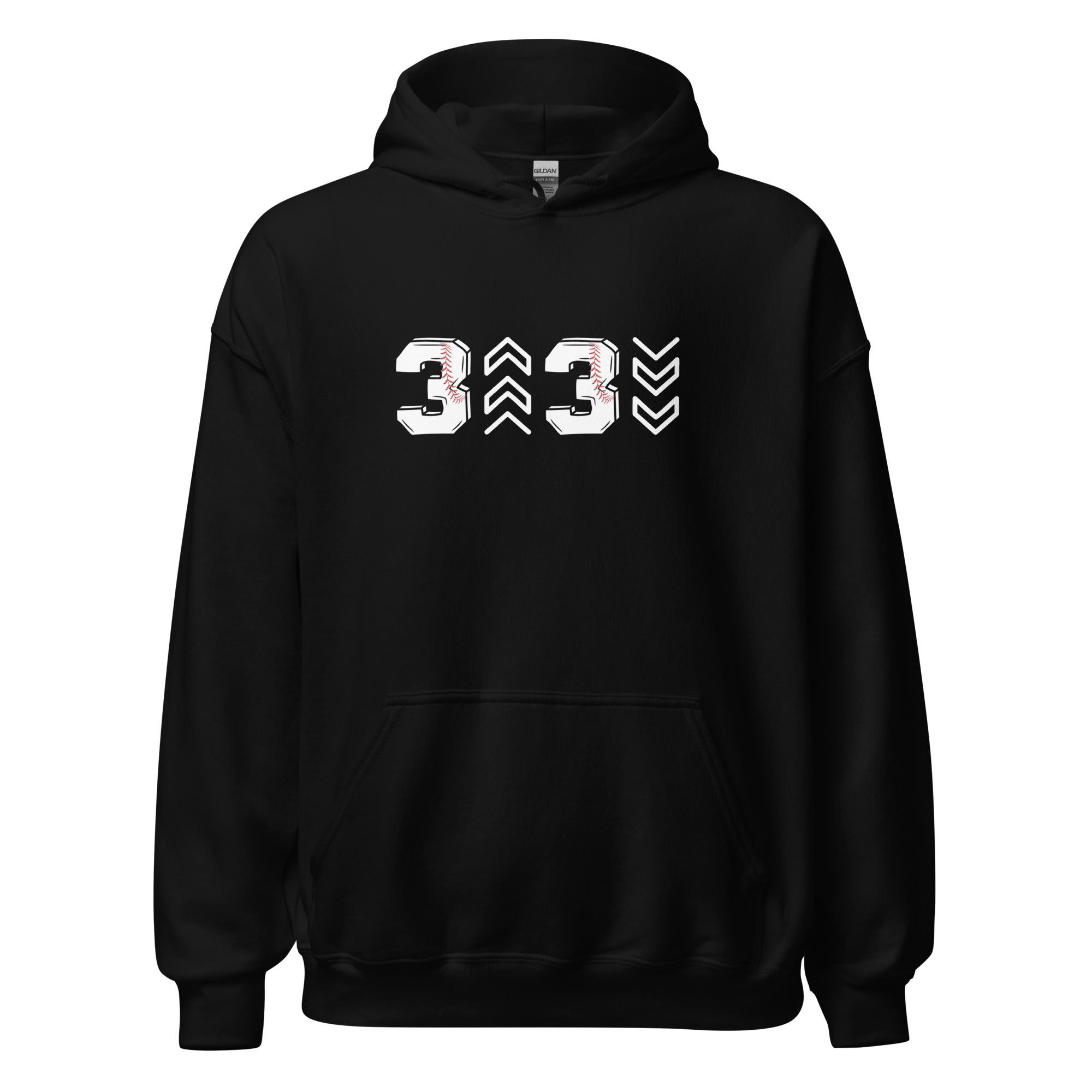 Collection of three up three down black hoodie in a gallery layout